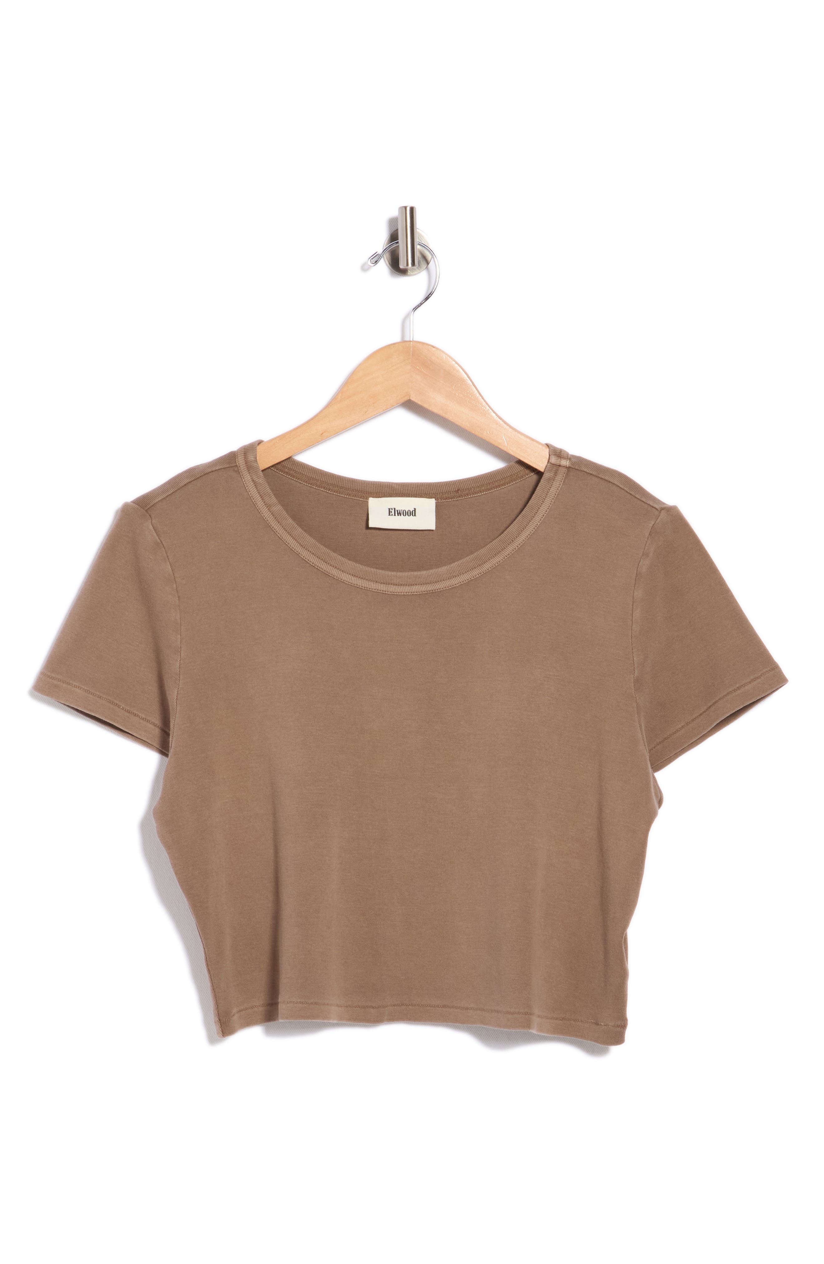 Elwood Core Cotton Crop Baby Doll Tee In Vintage Brown