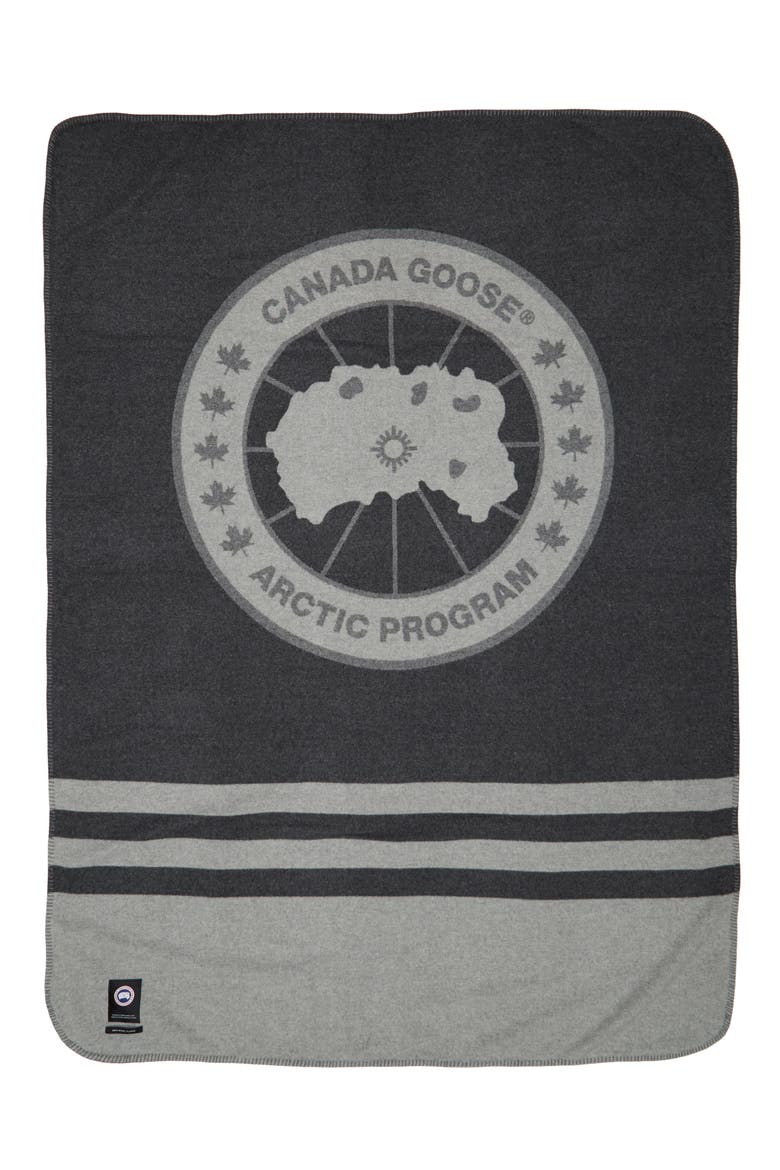 Queen Logo Wool Blanket, Main, color, IRON GREY