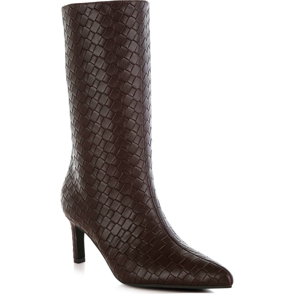 London Rag Mentha Woven Faux Leather Boot In Chocolate