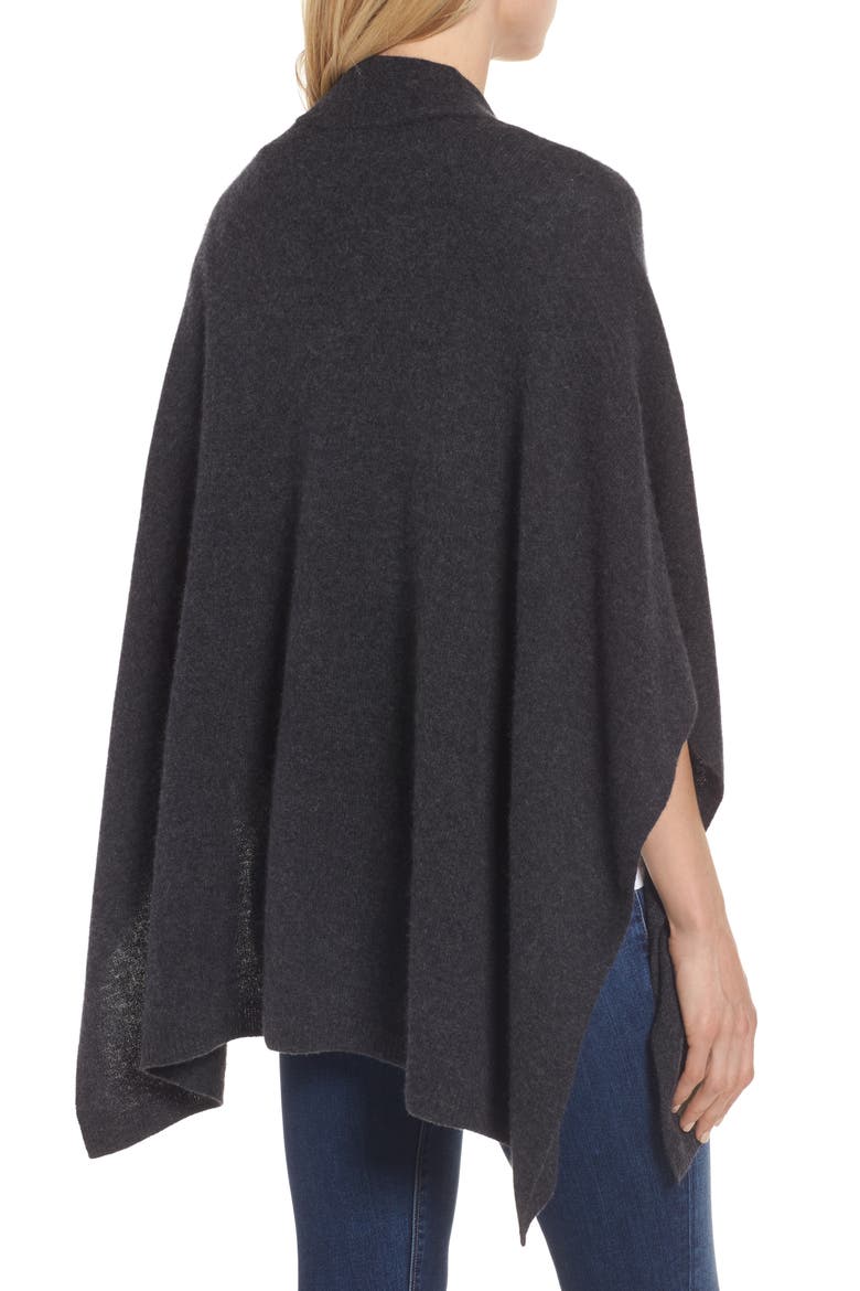 Halogen Cashmere Poncho, Alternate, color, GREY DARK CHARCOAL HTHR