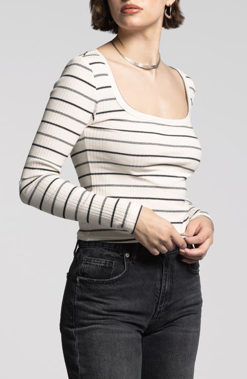 Weekend Los Angeles Renata Stripe Scoop Neck Cotton Blend Top In Ivory St3005