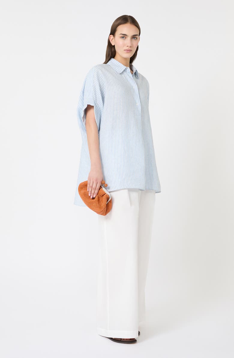 Weekend Max Mara Verve Stripe Linen Top, Alternate, color, Light Blue
