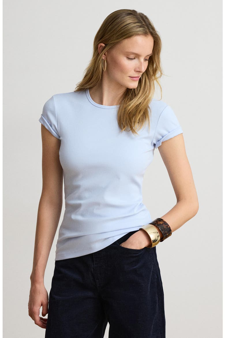 Refined Stretch Cotton Top, Alternate, color, ICY BLUE