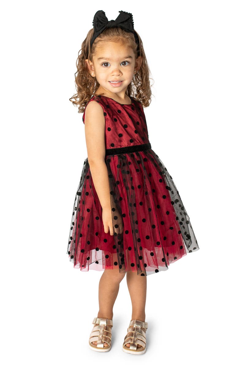 Popatu Kids' Polka Dot Velvet & Tulle Dress, Alternate, color,