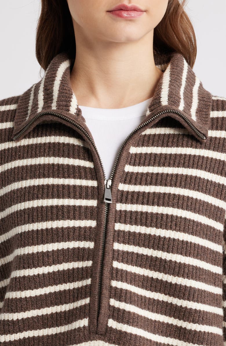 Faherty Jackson Quarter-Zip Organic Cotton Blend Pullover, Alternate, color, Mocha Stripe