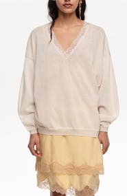 Bimba y Lola Long Linen Cotton Lace Sweater