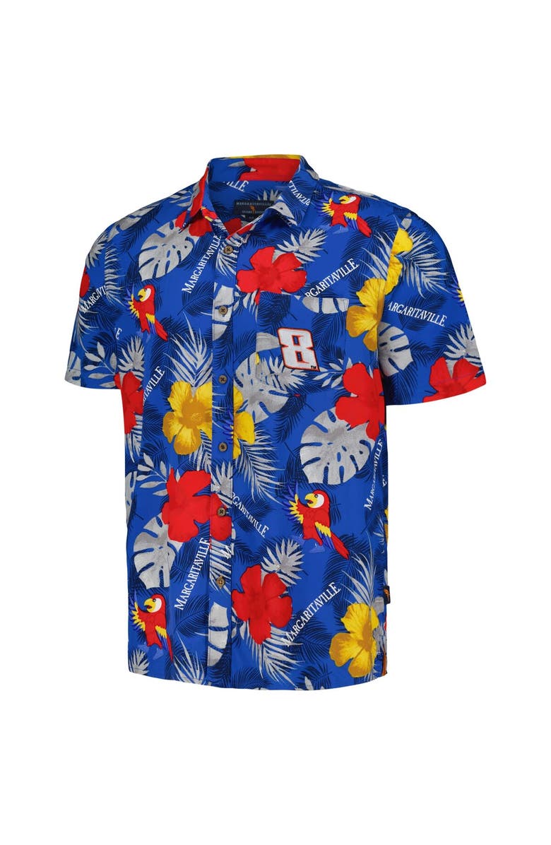 Margaritaville Men's Margaritaville Royal Kyle Busch Island Life Floral Party Full-Button Shirt, Alternate, color, Royal