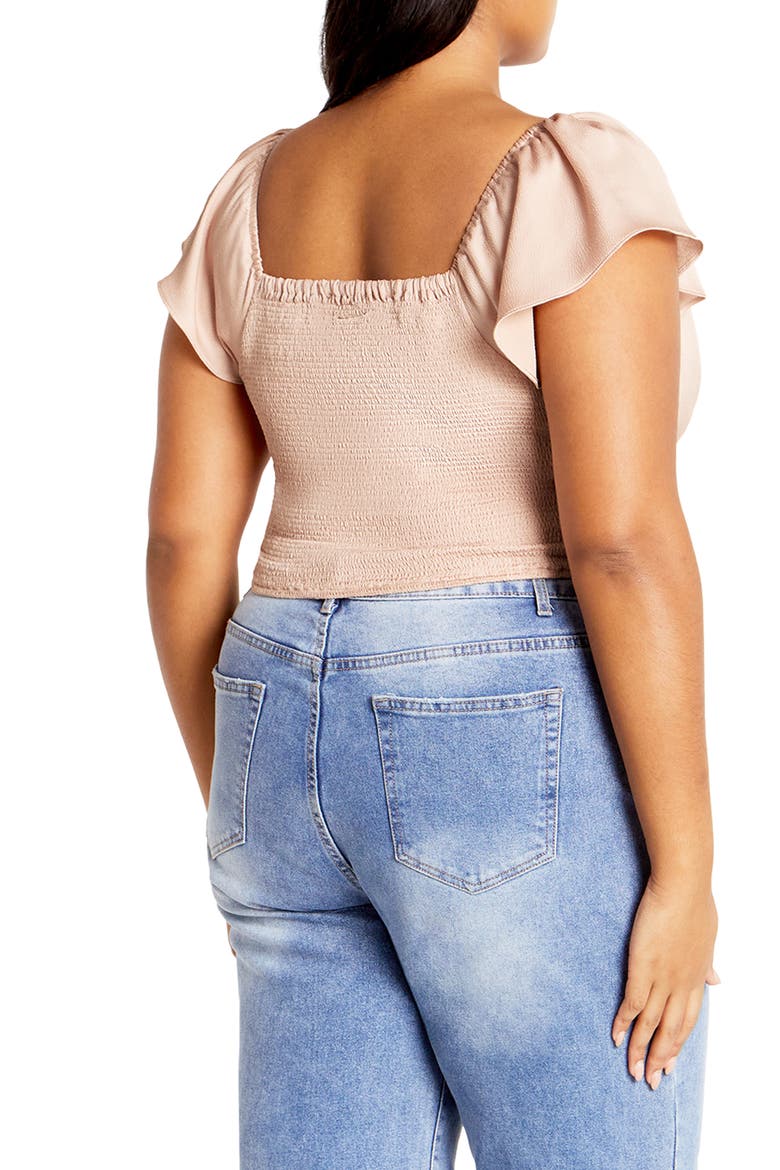 Mae Ruffle Off the Shoulder Crop Top, Alternate, color, GOLD