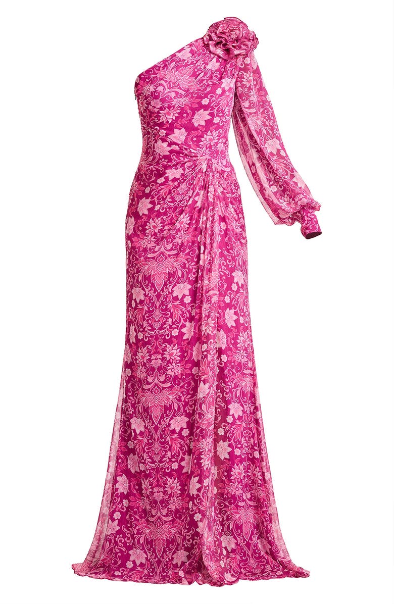 Tadashi Shoji Print One-Shoulder Gown, Alternate, color, 