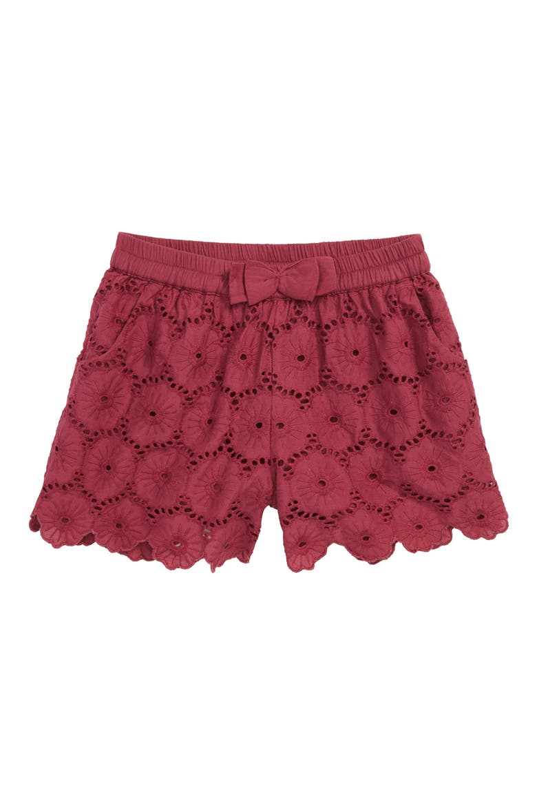 Peek Christy Eyelet Shorts, Main, color, MAROON