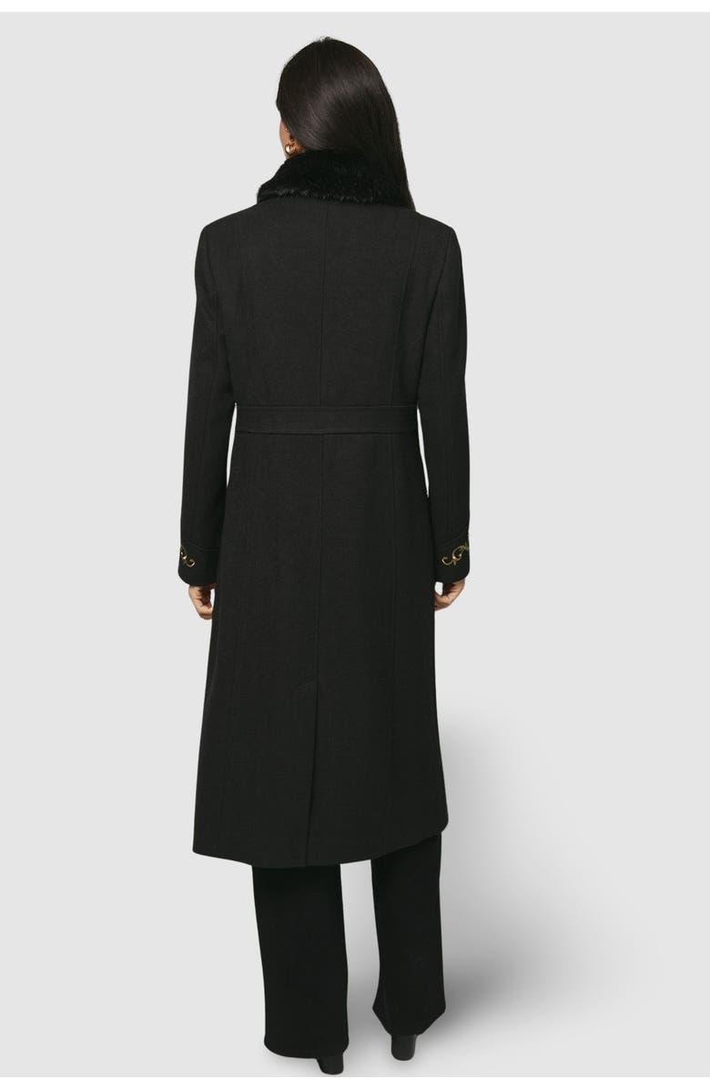 Wallis Faux Fur Military Coat, Alternate, color, Black