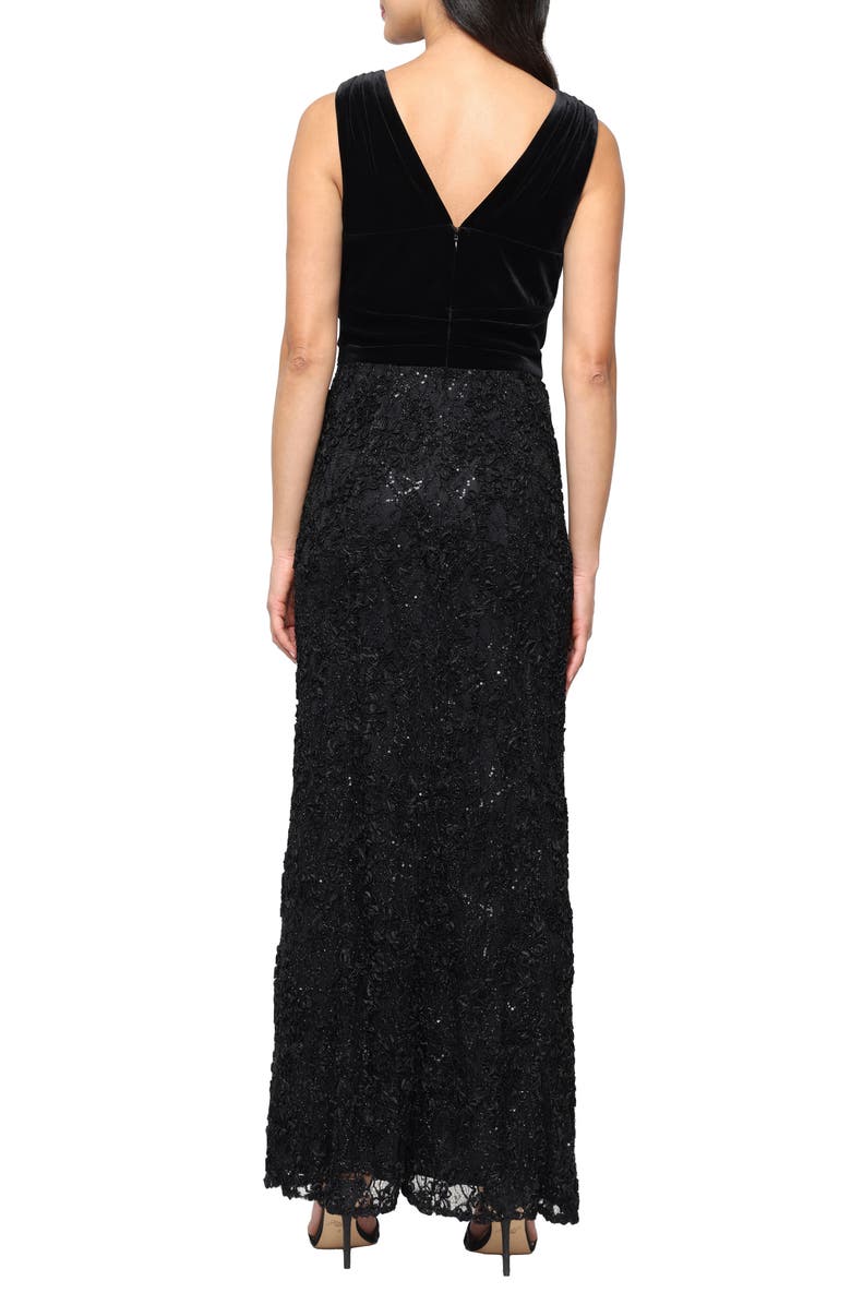 Alex Evenings Embellished Sleeveless Mermaid Gown, Alternate, color, Black