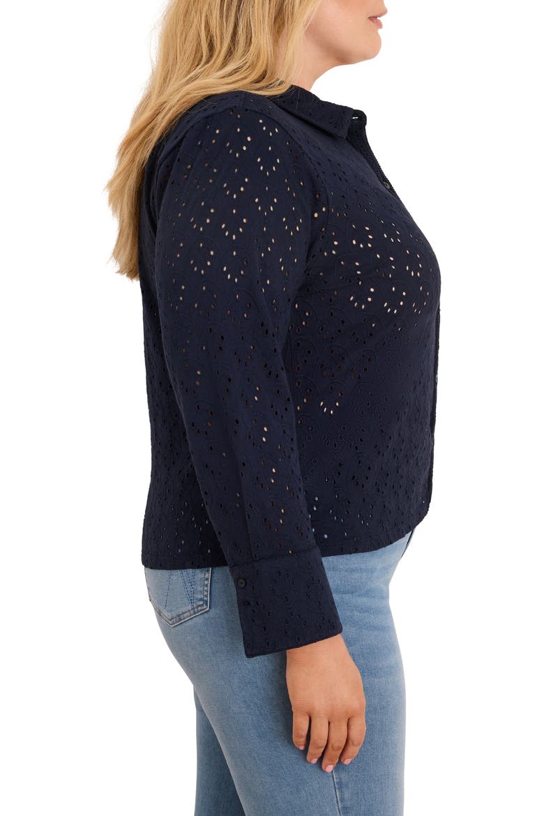 Eyelet Poplin Shirt, Alternate, color, DARK INDIGO