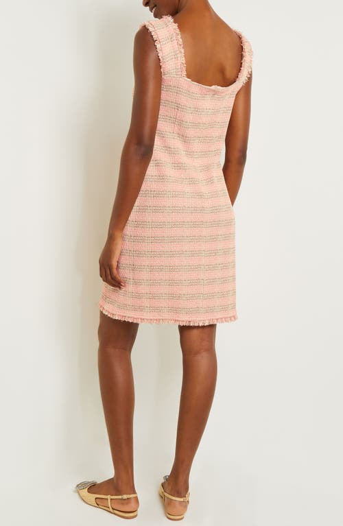 Misook Fringed Sleeveless A-line Dress In Porcelain Pink Multi
