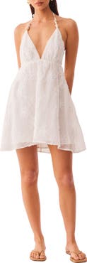 SNDYS Bloom Textured Floral Halter Minidress
