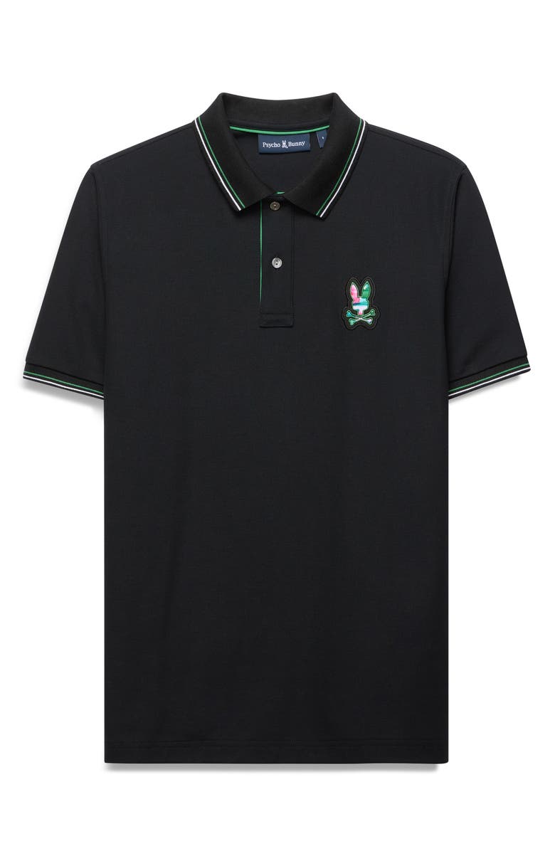 Psycho Bunny Nate Tipped Pima Cotton Piqué Polo, Alternate, color, Black