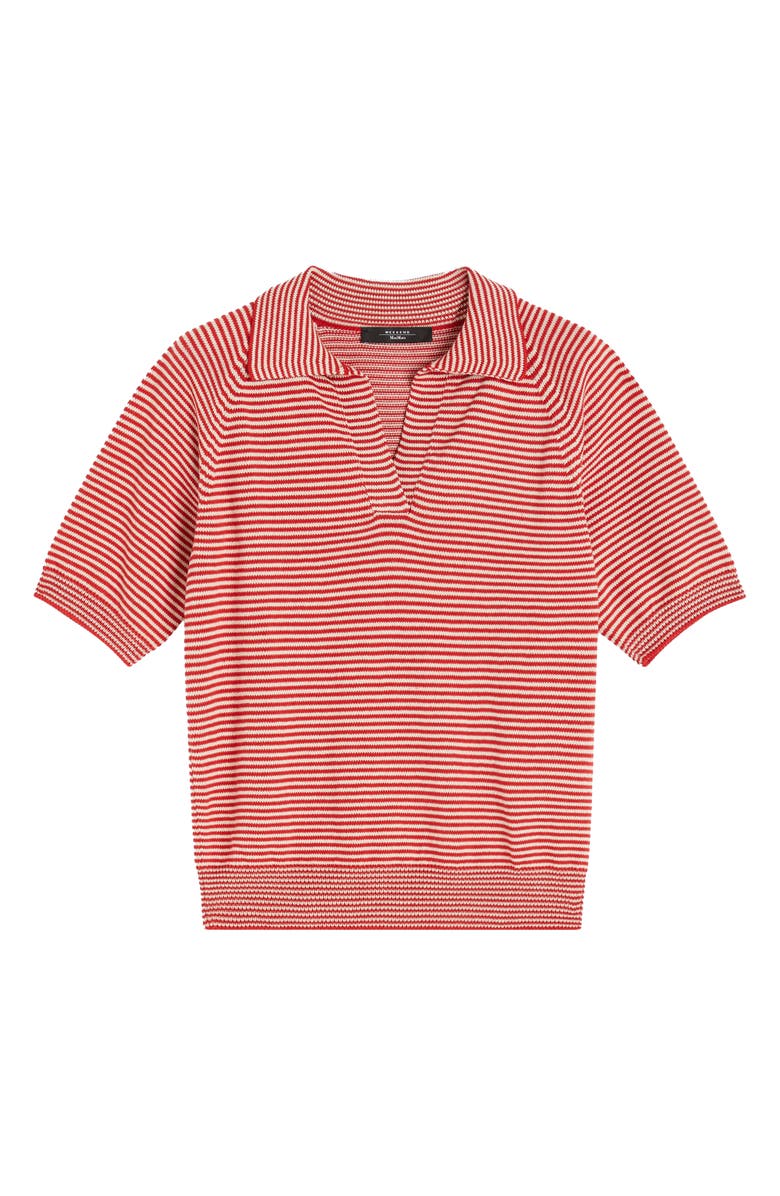 Weekend Max Mara Junior Stripe Cotton Polo Sweater, Alternate, color, Red