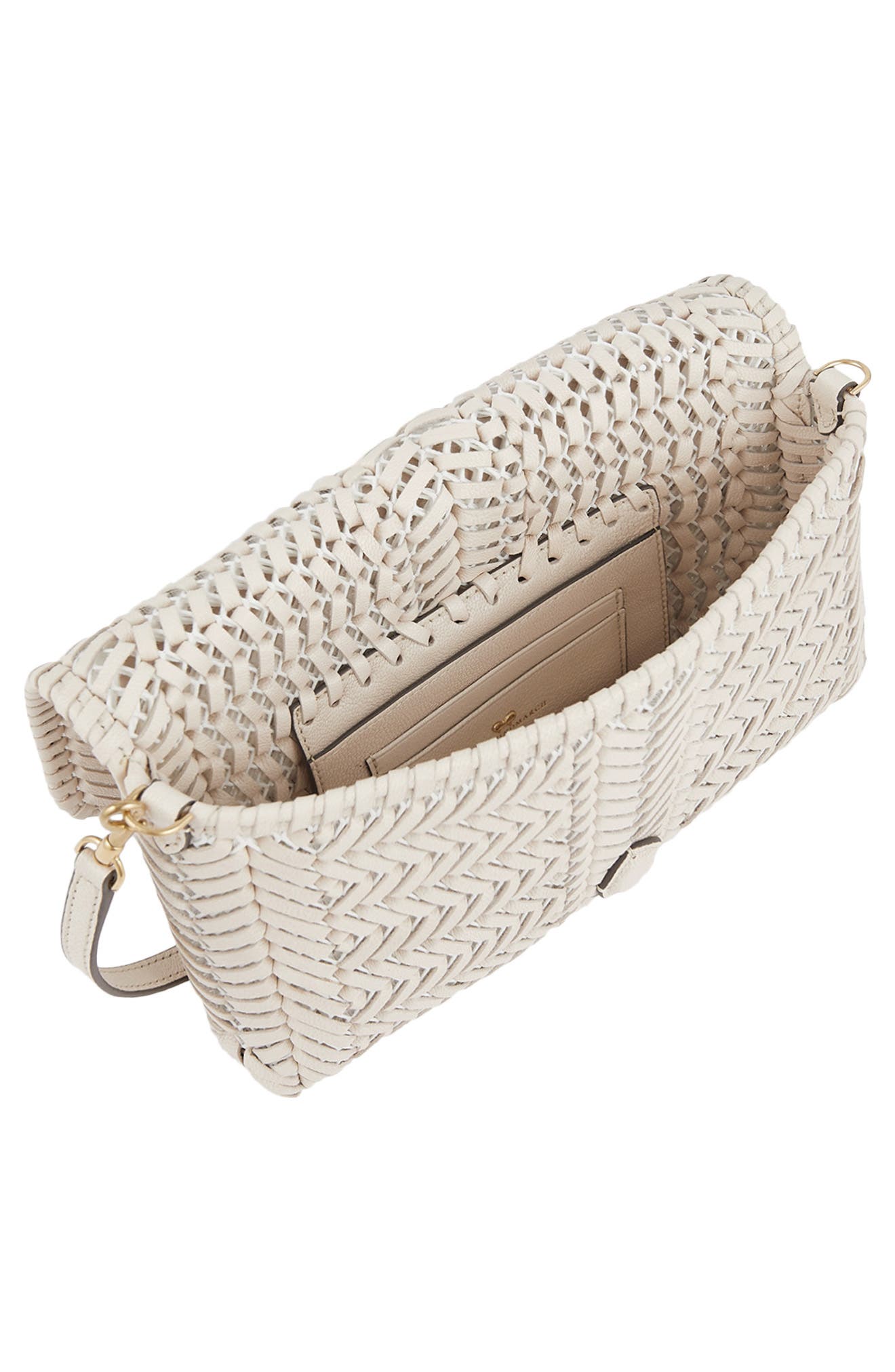 Anya Hindmarch The Neeson Woven Leather Crossbody Bag, Alternate, color, Chalk