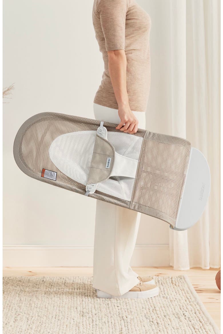 Bouncer Balance Soft Convertible Mesh Baby Bouncer, Alternate, color, GRAY BEIGE/ WHITE
