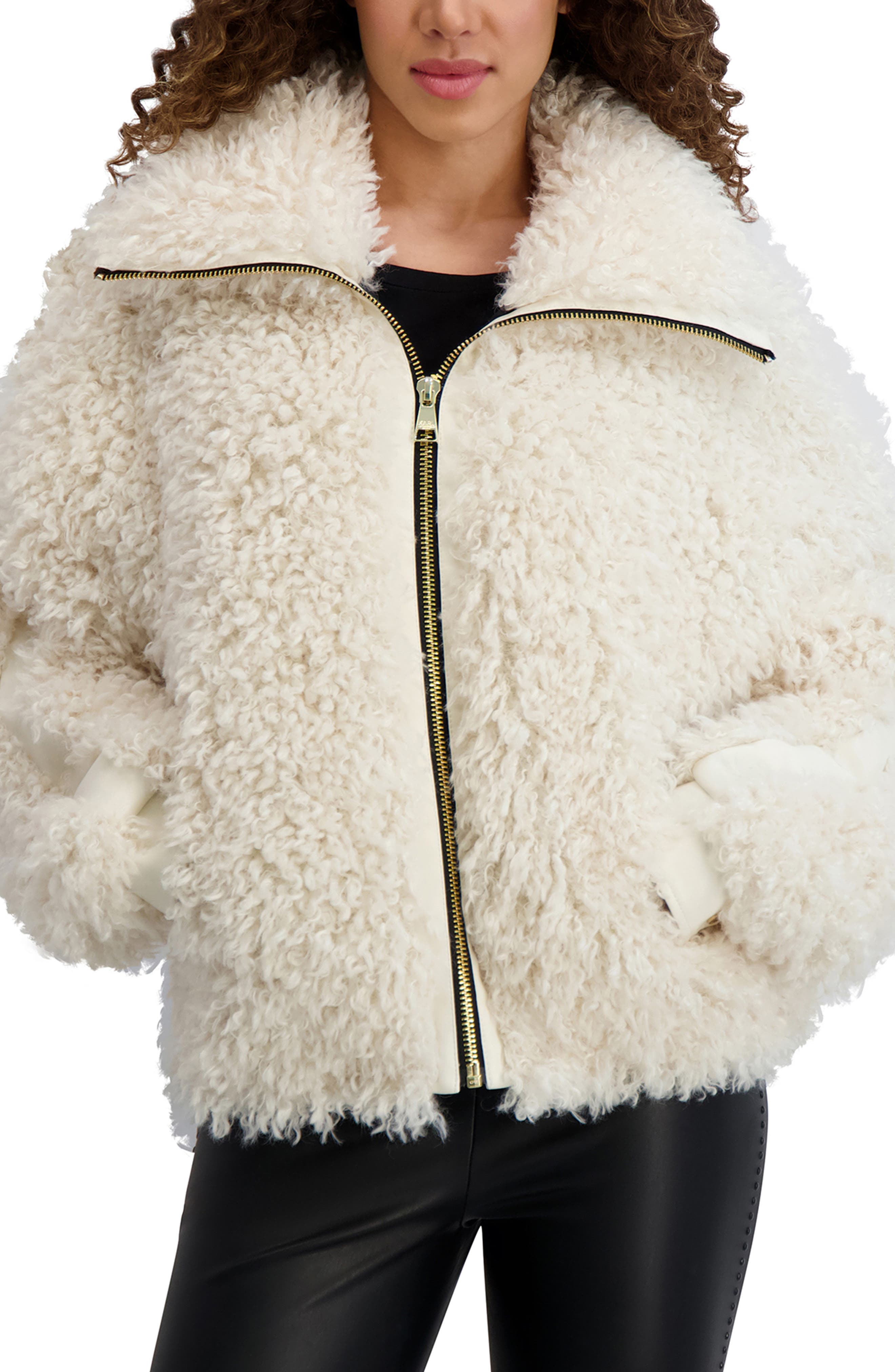 KARL LAGERFELD PARIS Oversize Shaggy Faux Fur Jacket