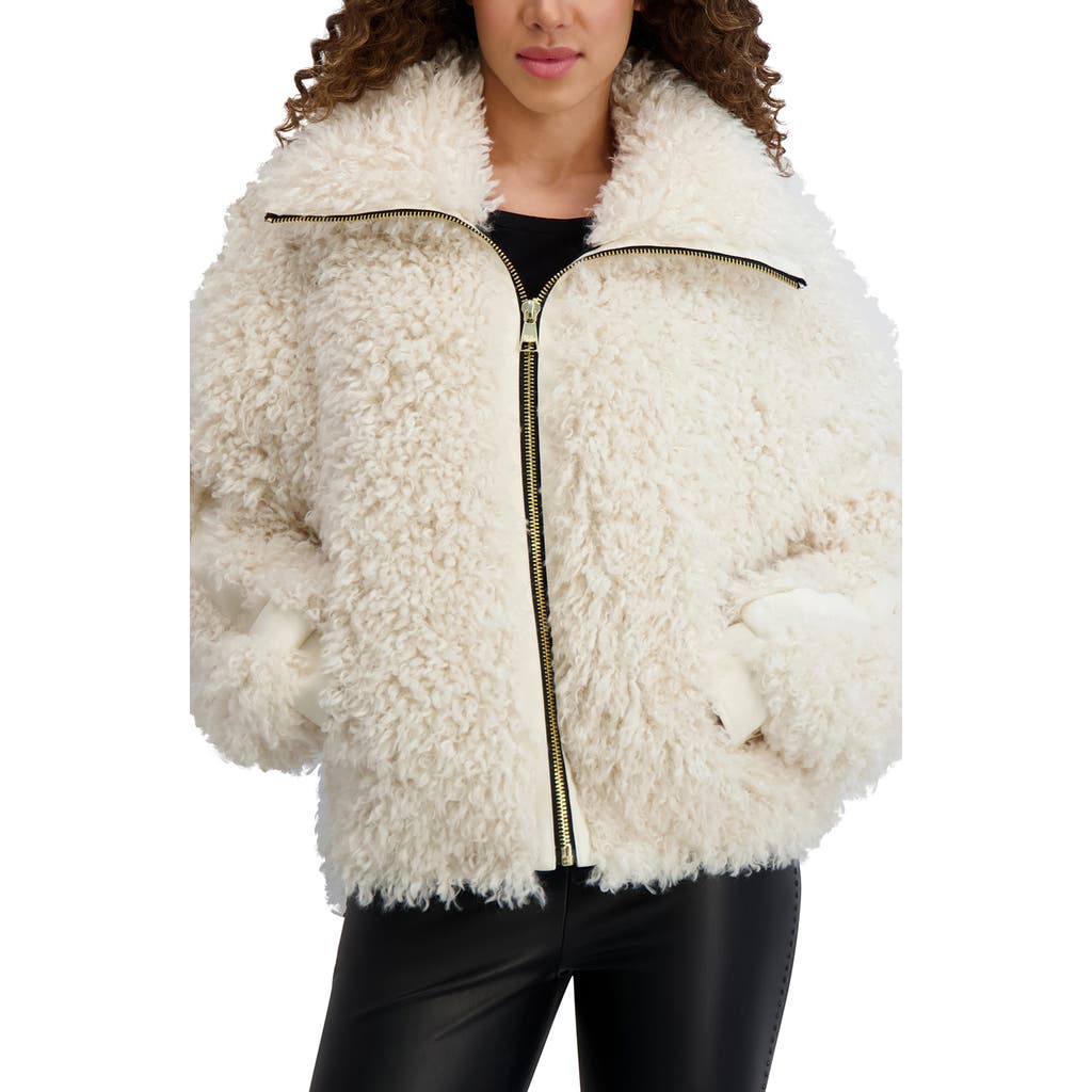 Karl Lagerfeld Paris Oversize Shaggy Faux Fur Jacket In Gray