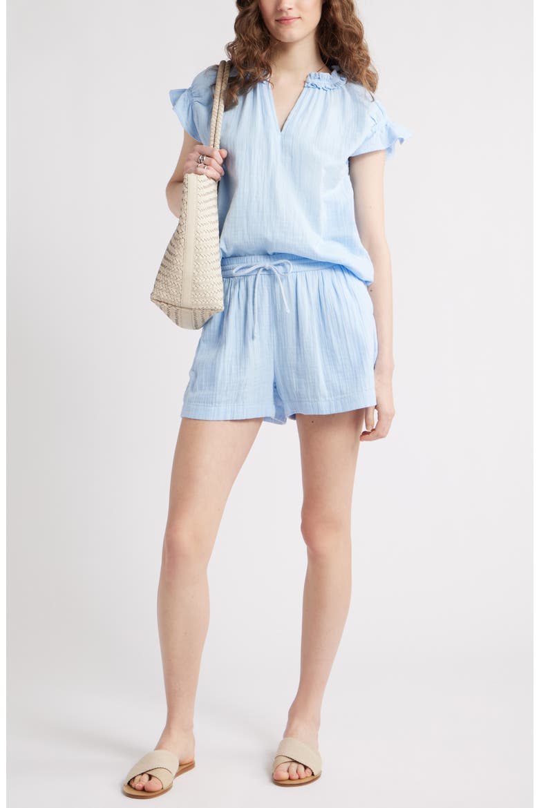 Ruffle Cotton Gauze Top, Alternate, color, BLUE WINDSURFER