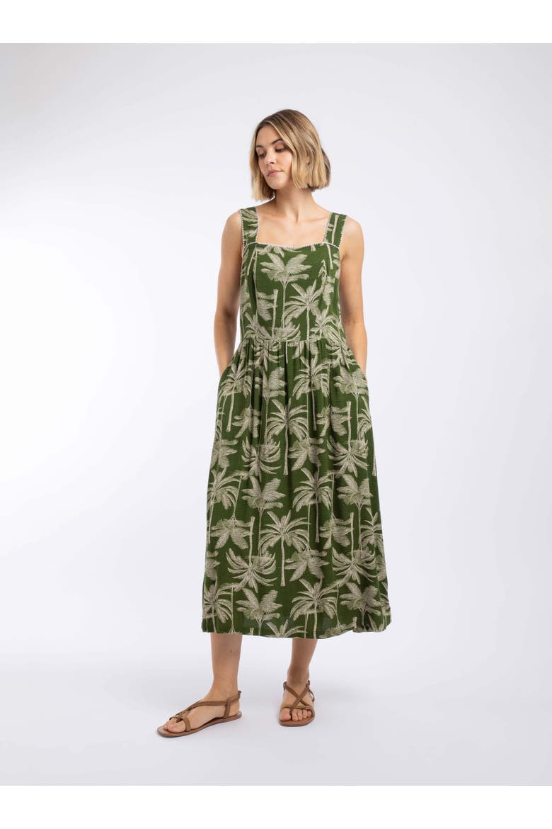 Tatum Printed Square Neck Midi Dress, Main, color, Ginko Green