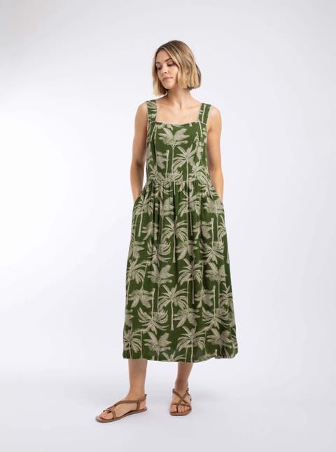 Tatum Printed Square Neck Midi Dress