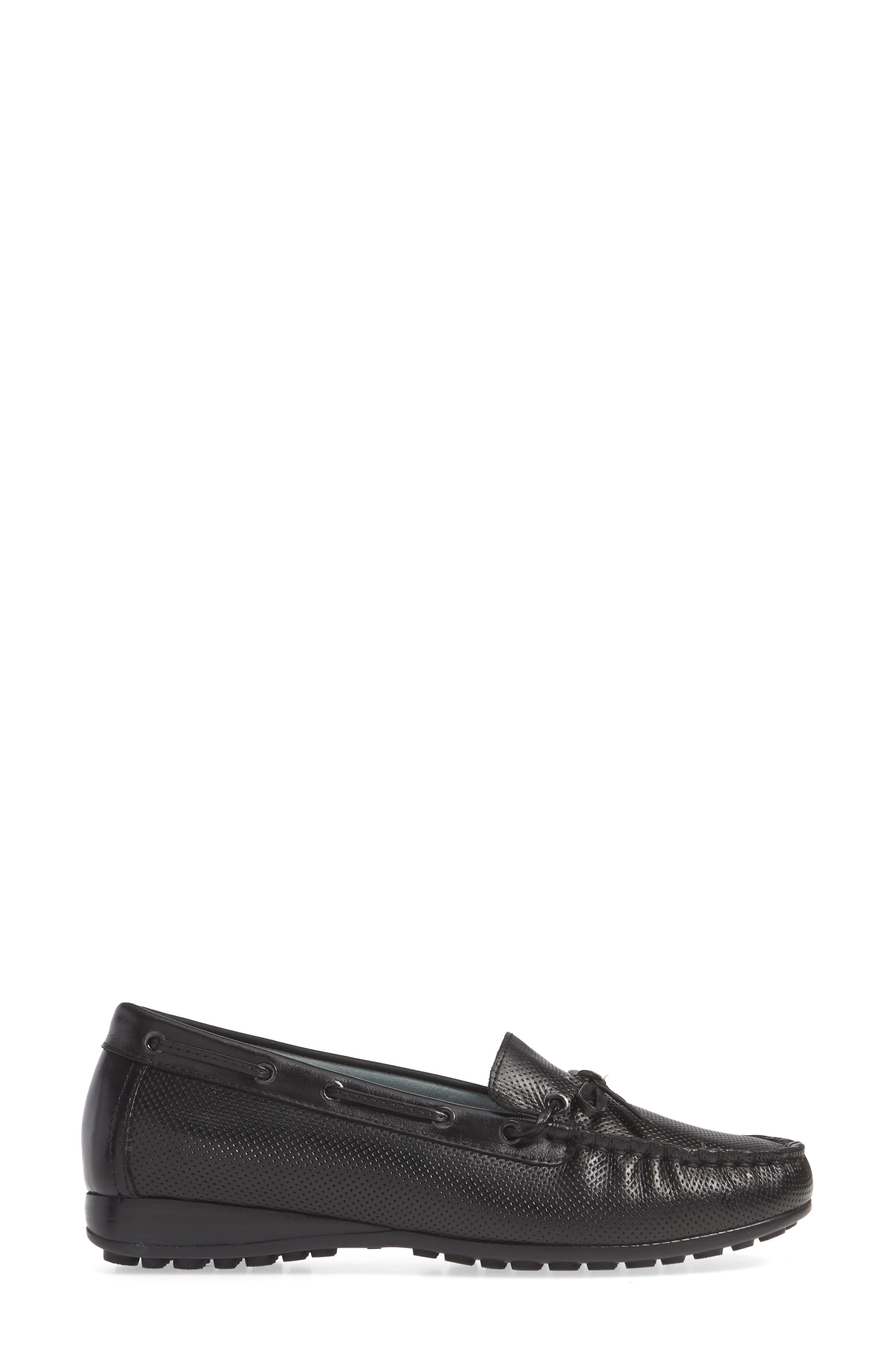 David Tate Perforated Slip-On Flat - Multiple Widths Available, Alternate, color, Black Leather