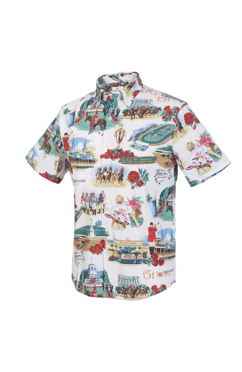 Reyn Spooner Men's Reyn Spooner White 151st Kentucky Derby Button-Up Shirt, Alternate, color, White