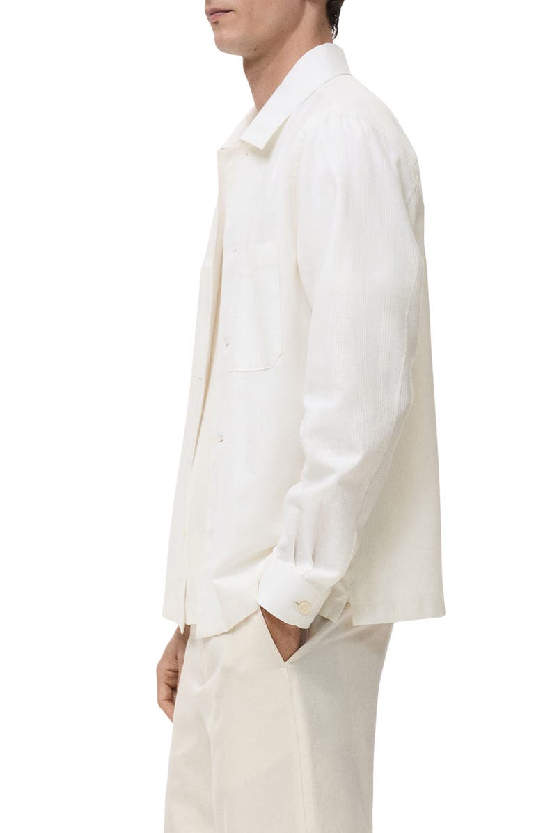 MANGO Cotton & Linen Overshirt with Pockets, Alternate, color, Ecru