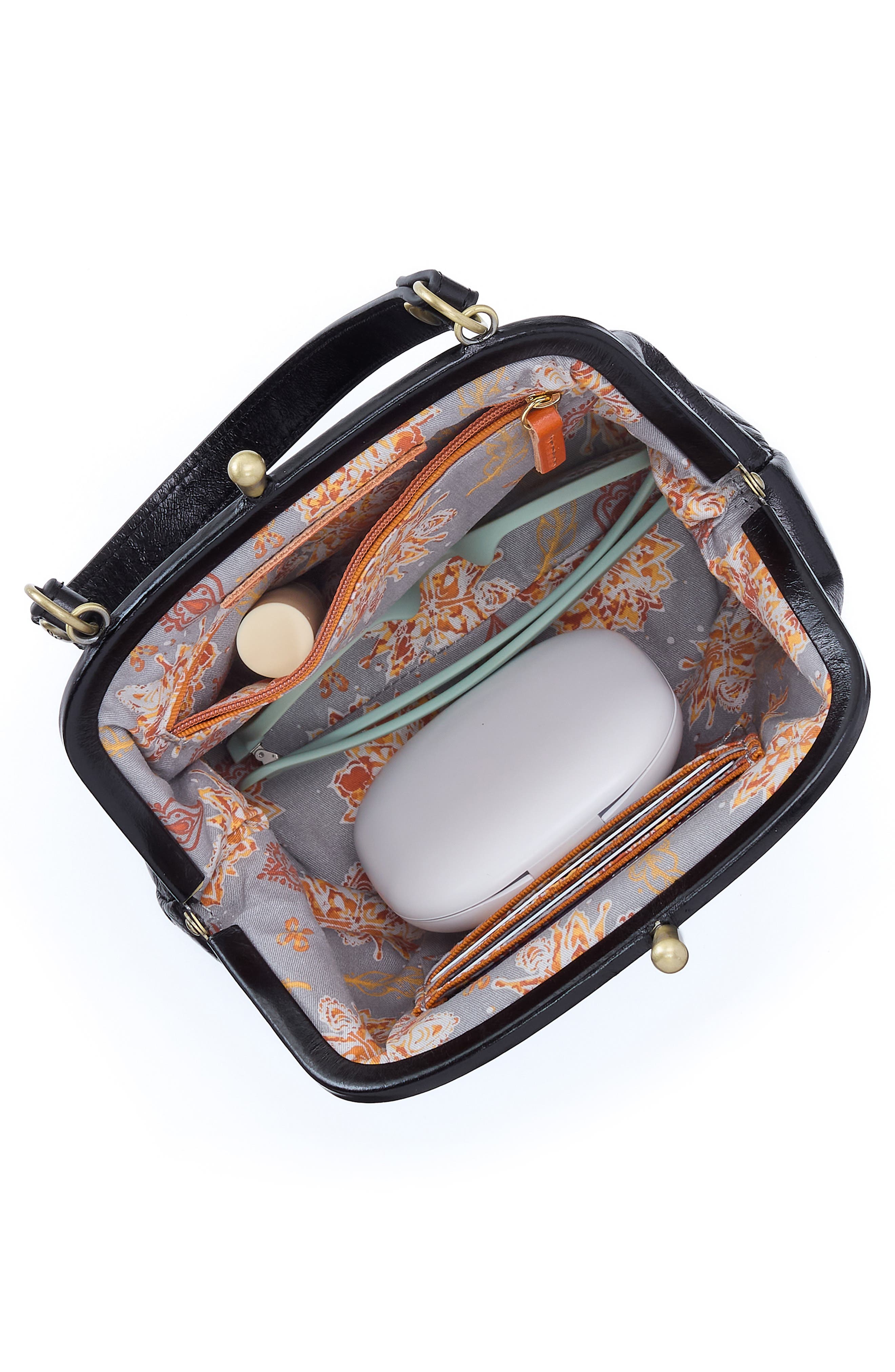 Alba Frame Leather Crossbody Bag, Alternate, color, BLACK
