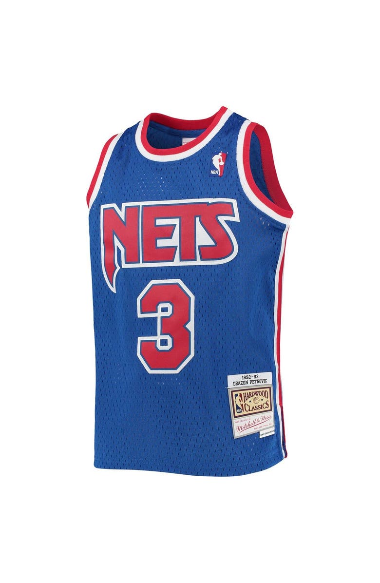 Mitchell & Ness Youth Mitchell & Ness Drazen Petrovic Blue New Jersey Nets 1992/93 Hardwood Classics Swingman Jersey, Alternate, color, Blue