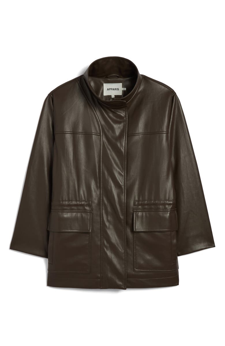Apparis Edie Faux Leather Parka, Alternate, color, Deep Brown