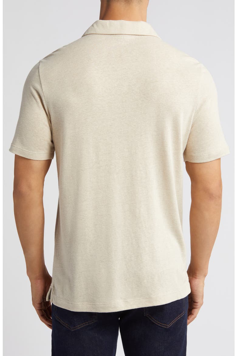 Linen Blend Johnny Collar Polo, Alternate, color, SAND