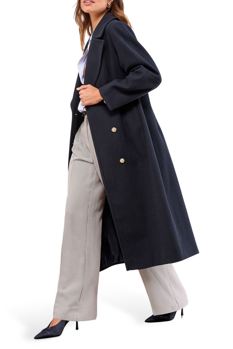 Button Longline Coat, Alternate, color, BLUE