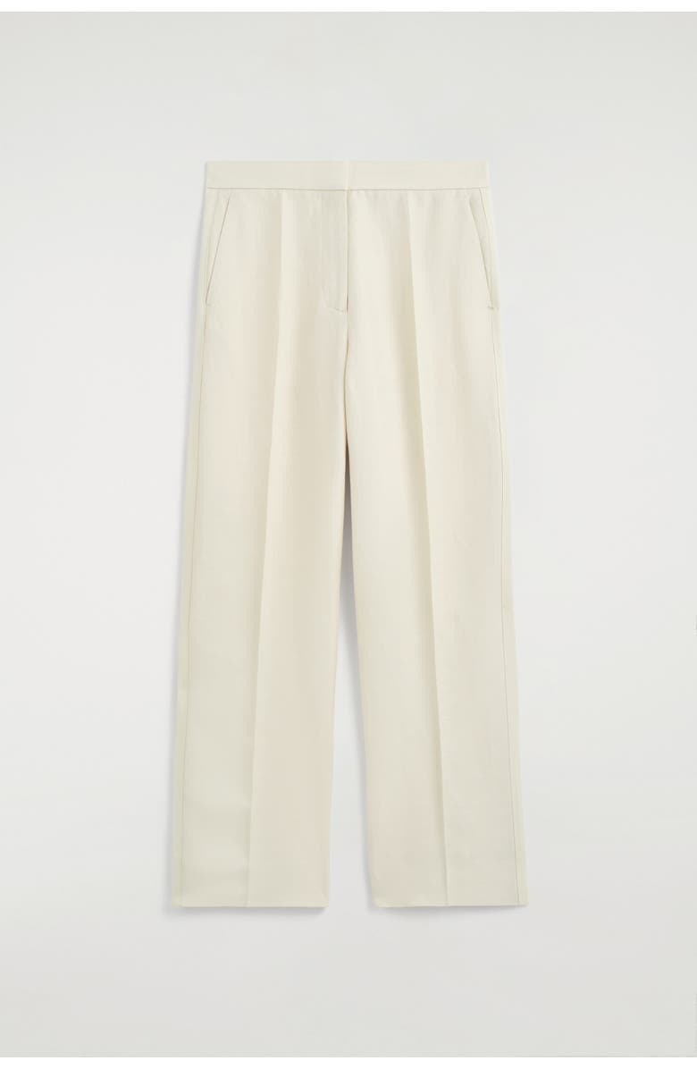 COS Tailored Linen-Blend Straight-Leg Pants, Alternate, color, Ecru