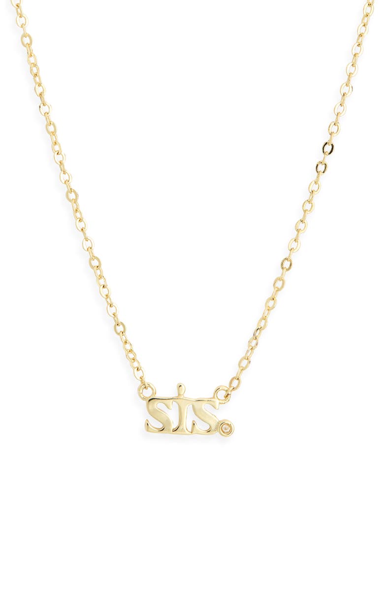 NORDSTROM RACK 14K Gold Plated Lab Grown Diamond Sis Pendant Necklace, Alternate, color, Lab Grown Diamond- Gold