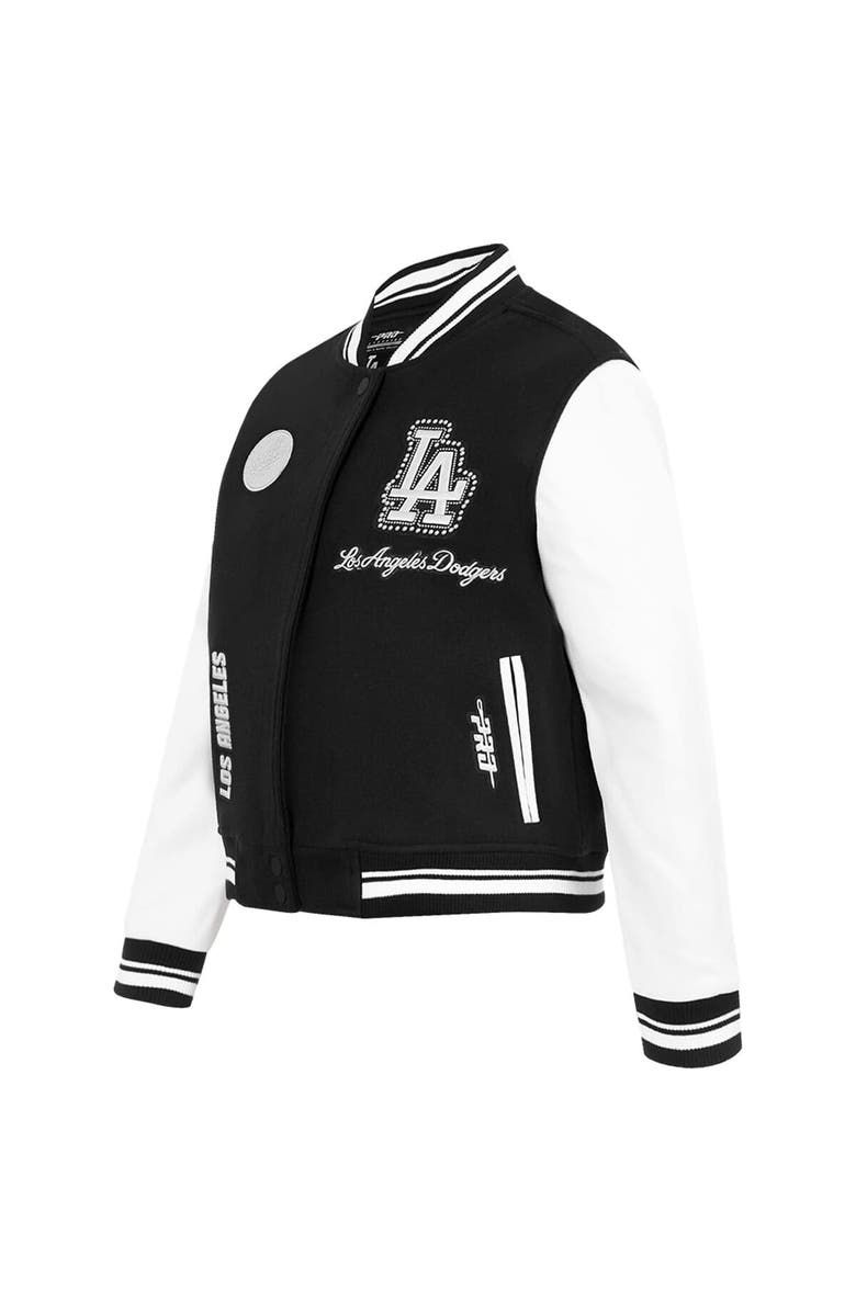 PRO STANDARD Women's Pro Standard Black Los Angeles Dodgers Pearls Rib Wool Full-Zip Varsity Jacket, Alternate, color, 