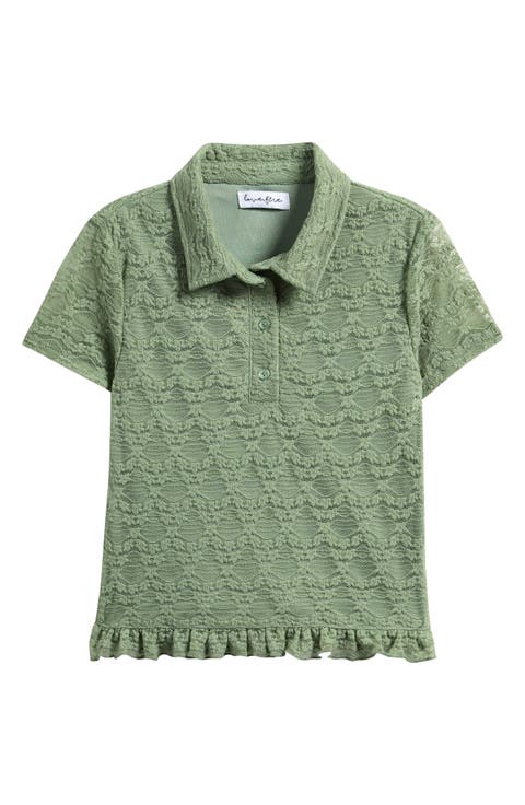 Kids' Ruffle Hem Lace Polo (Big Kid)