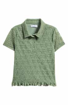 Love, Fire Kids' Ruffle Hem Lace Polo