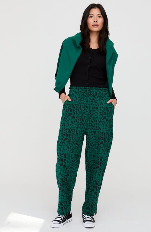 Turtledove London Organic Cotton Kate Barrel Leg Trousers In Green