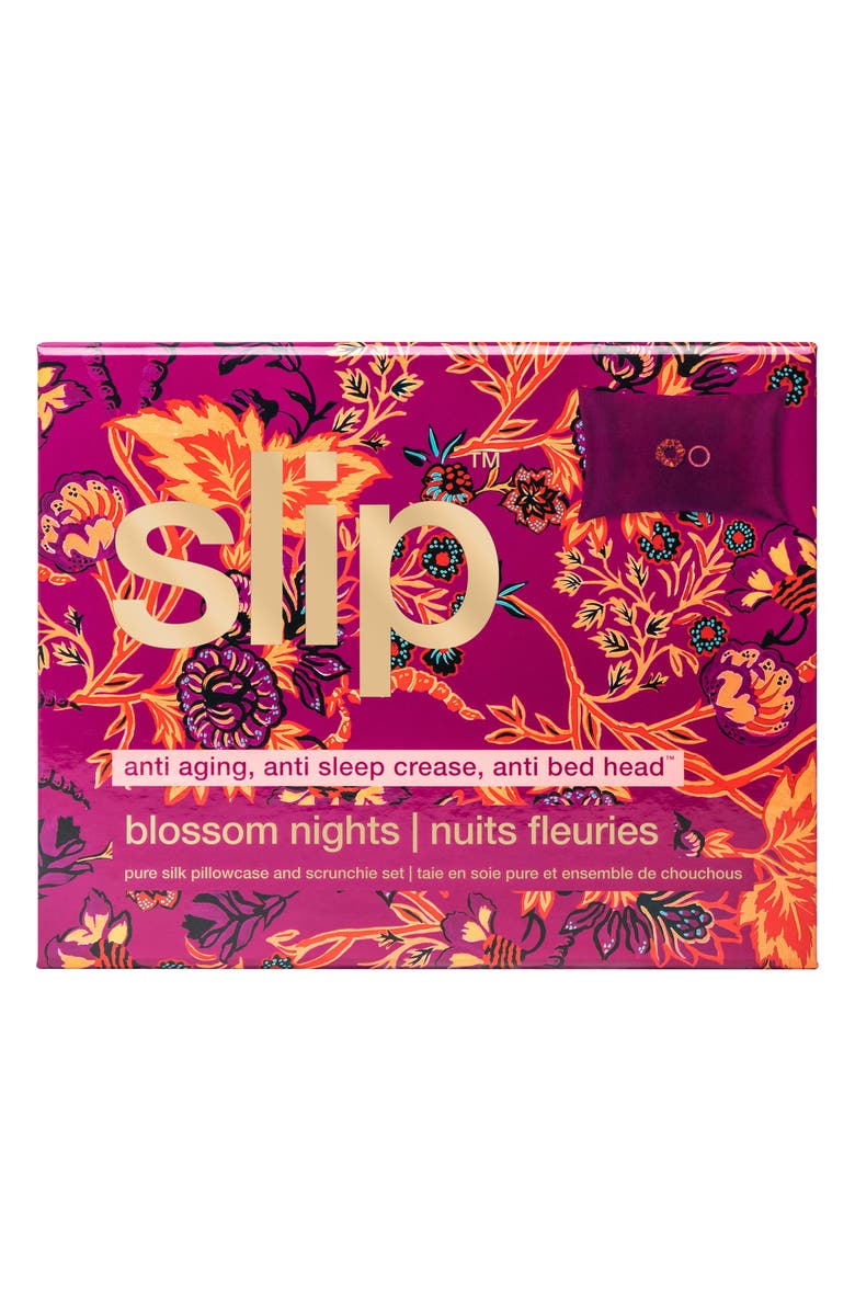 slip Blossom Nights Pillowcase & Scrunchies Set USD $108 Value, Alternate, color, Blossom Nights