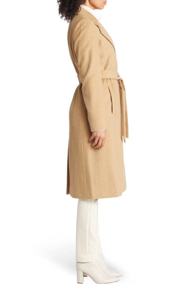 Belted Wool Blend Coat, Alternate, color, CAMEL