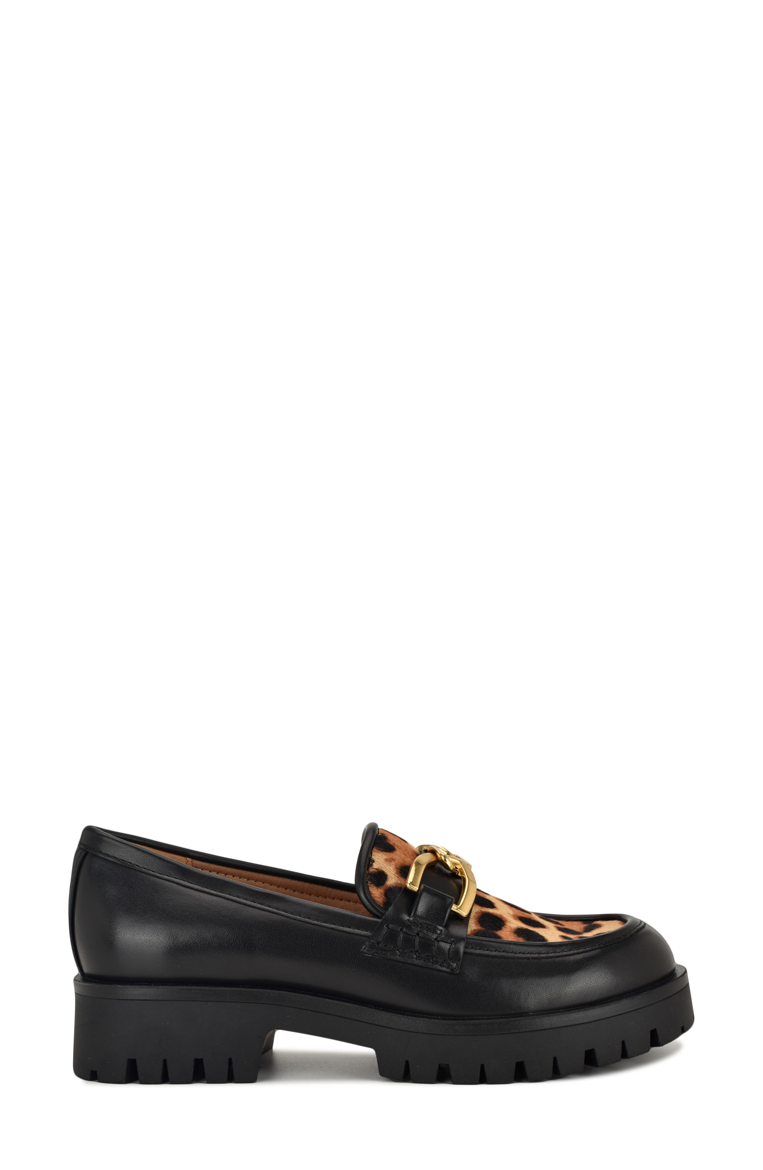 Nine West Gables Genuine Calf Hair Lug Sole Loafer, Alternate, color, Black 001
