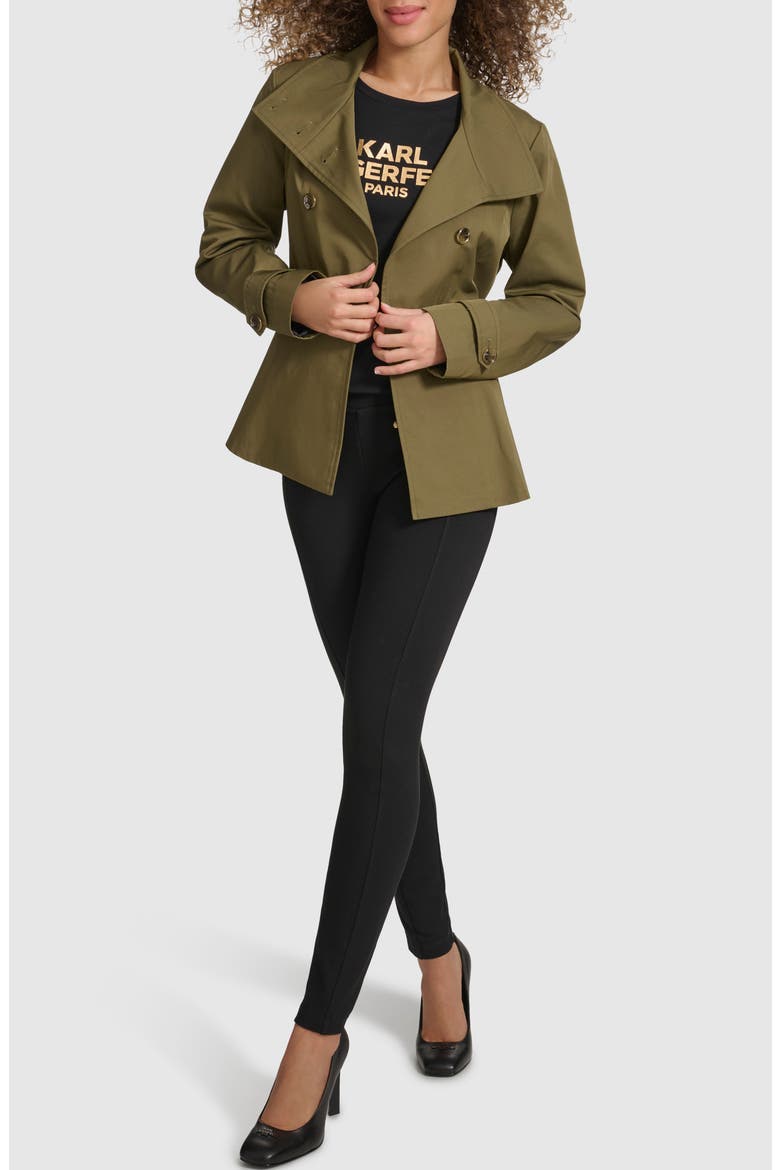 Double Breasted Peplum Trench Jacket, Alternate, color, OLIVE
