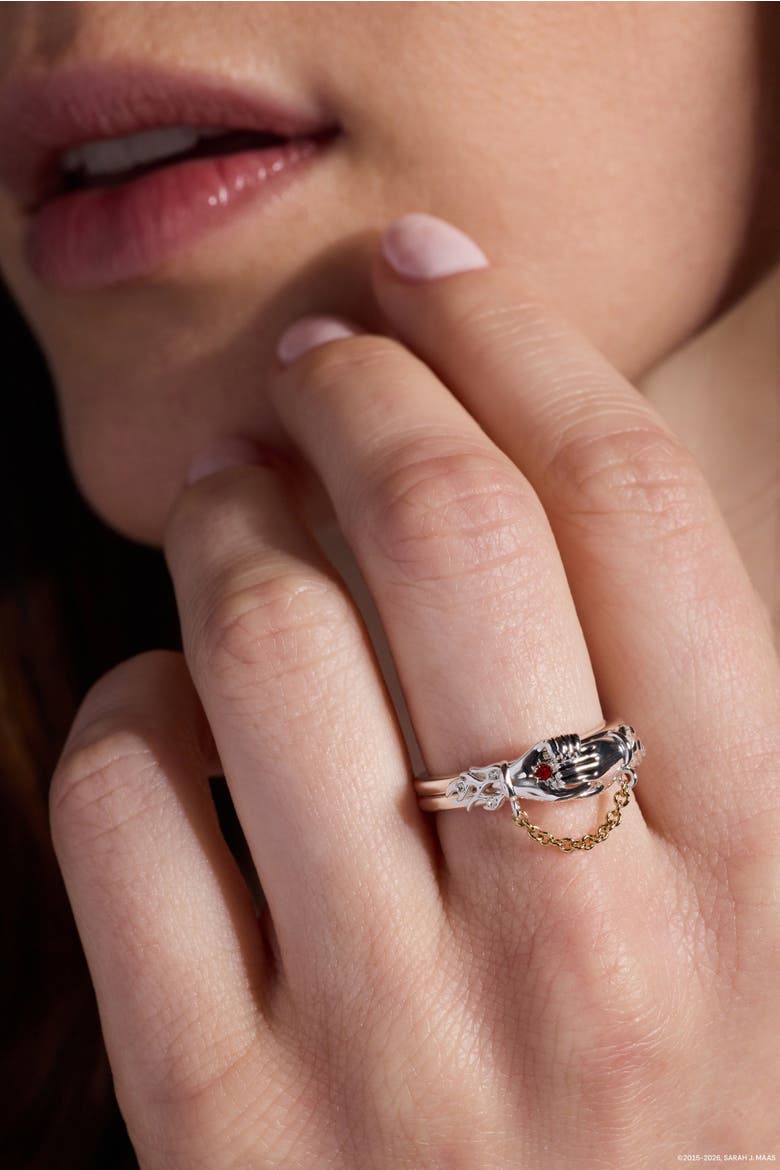 A Court of Thorns and Roses 'Keep Reaching Out Your Hand' Nesta & Cassian Ring Set of 2, Alternate, color, Silver