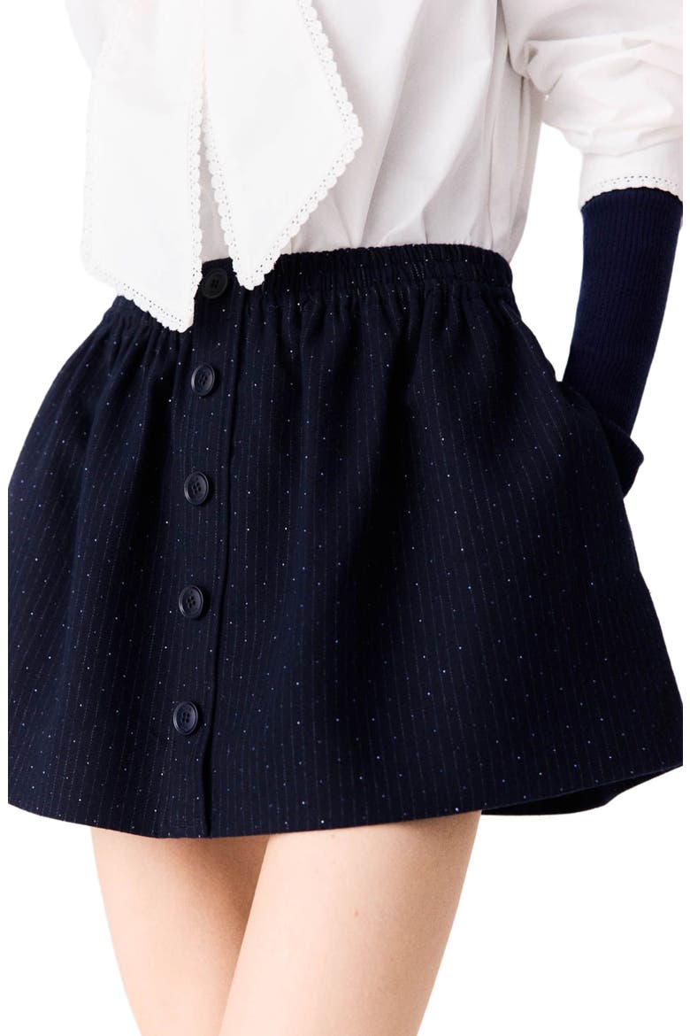 Short tailored rhinestone skirt, Alternate, color, Navy