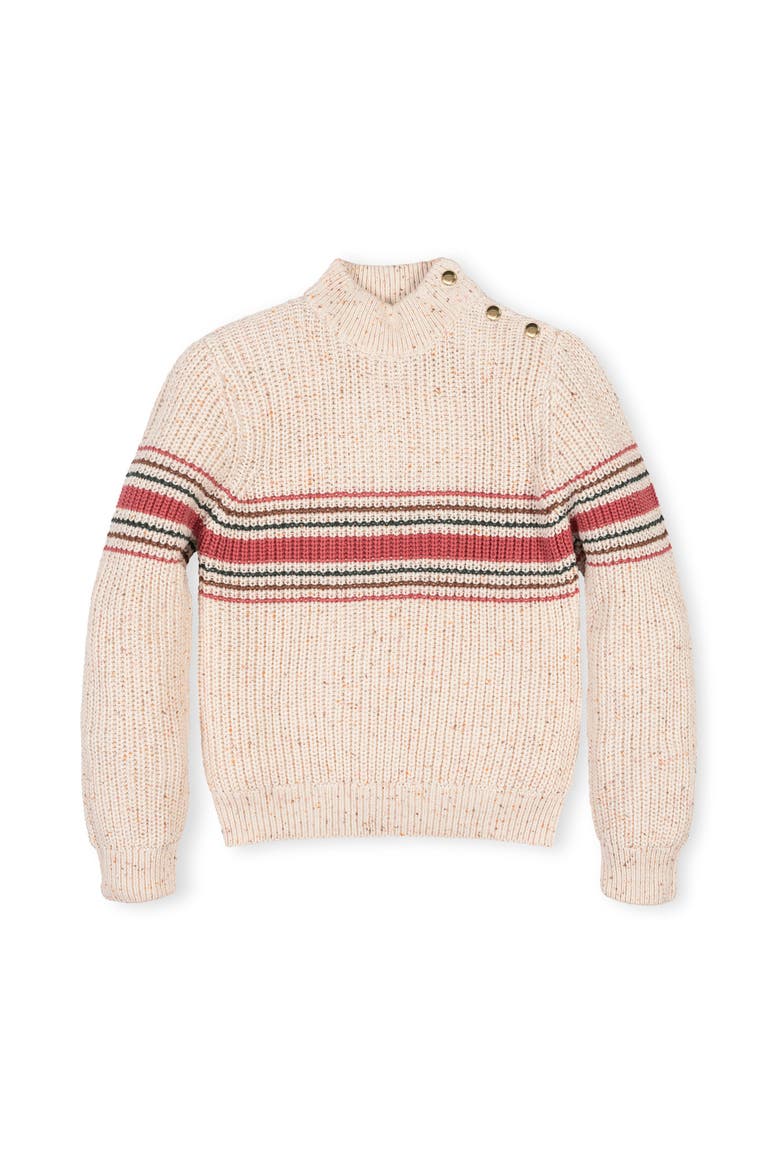 Kids' Organic Mock Neck Sweater with Buttons, Main, color, Ivory Multi Fleck