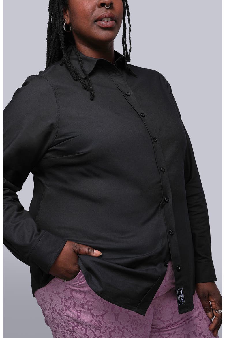 The Essential Long Sleeve Oxford Button Up, Alternate, color, BLACK